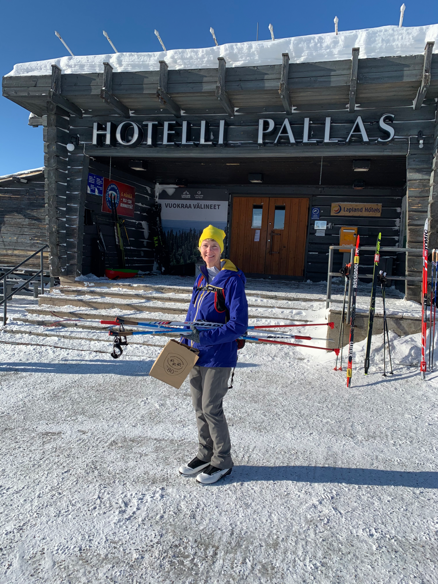 Brenda in front of Hotel Pallas